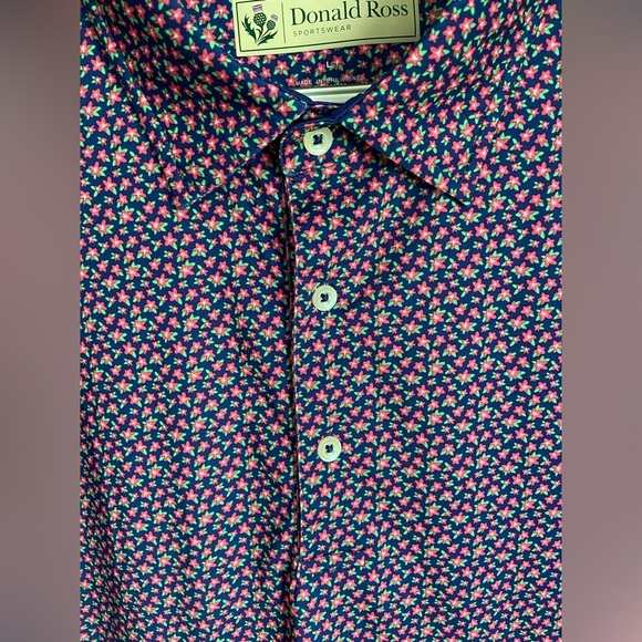 Donald Ross Mens Classic Fit Azalea Flower Print Jersey - NAVY MULTI size Large - Picture 2 of 8